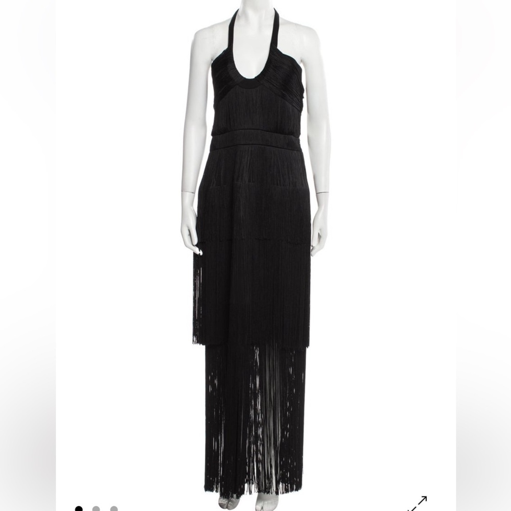 Simkhai Elegant Halterneck Black Fringe Dress